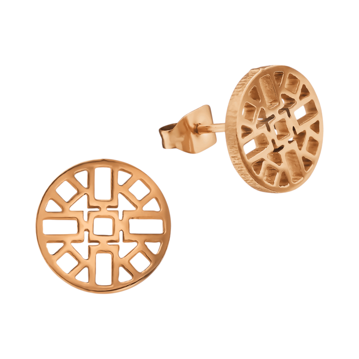 Ros&Atilde;&copy;kleurige Oorbellen Azteken Motief 10mm -