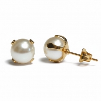 Goudkleurige Stalen Parel Oorbellen 8mm -