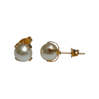 Goudkleurige Stalen Parel Oorbellen 8mm -