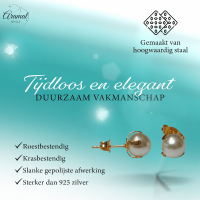 Goudkleurige Stalen Parel Oorbellen 8mm -