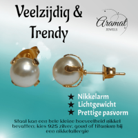 Goudkleurige Stalen Parel Oorbellen 8mm -