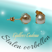 Goudkleurige Stalen Parel Oorbellen 8mm -