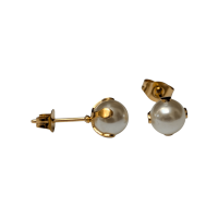 Goudkleurige Stalen Parel Oorbellen 7mm -
