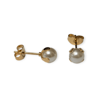Goudkleurige Stalen Parel Oorbellen 6mm -