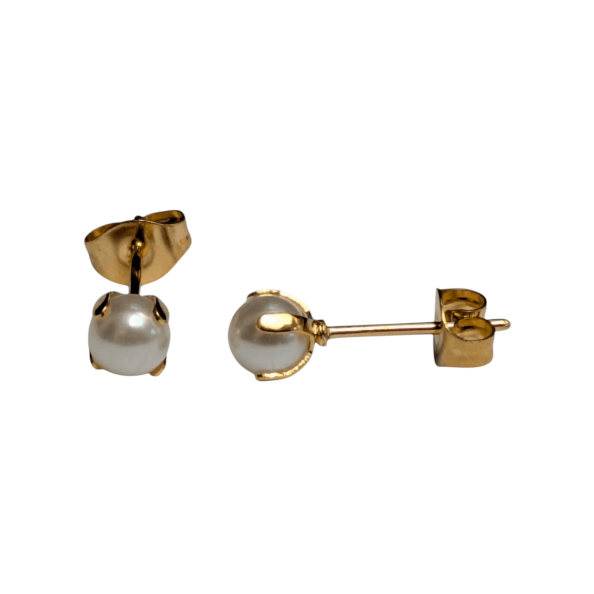 Goudkleurige Stalen Parel Oorbellen 5mm -
