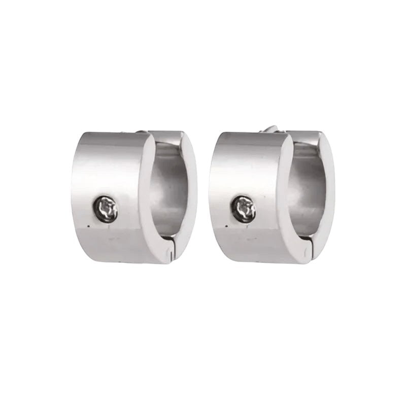 Brede Huggie Oorringen met Kristal 13x7mm -