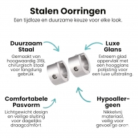 Brede Huggie Oorringen met Kristal 13x7mm -