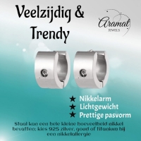 Brede Huggie Oorringen met Kristal 13x7mm -