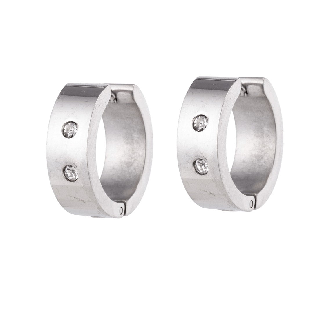 Brede mini Huggies met Kristal 13x7mm -