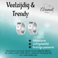 Brede mini Huggies met Kristal 13x7mm -