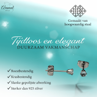 Lichtblauwe Zirkonia Oorbellen &acirc;&euro;&ldquo; 3mm &acirc;&euro;&ldquo; RVS -