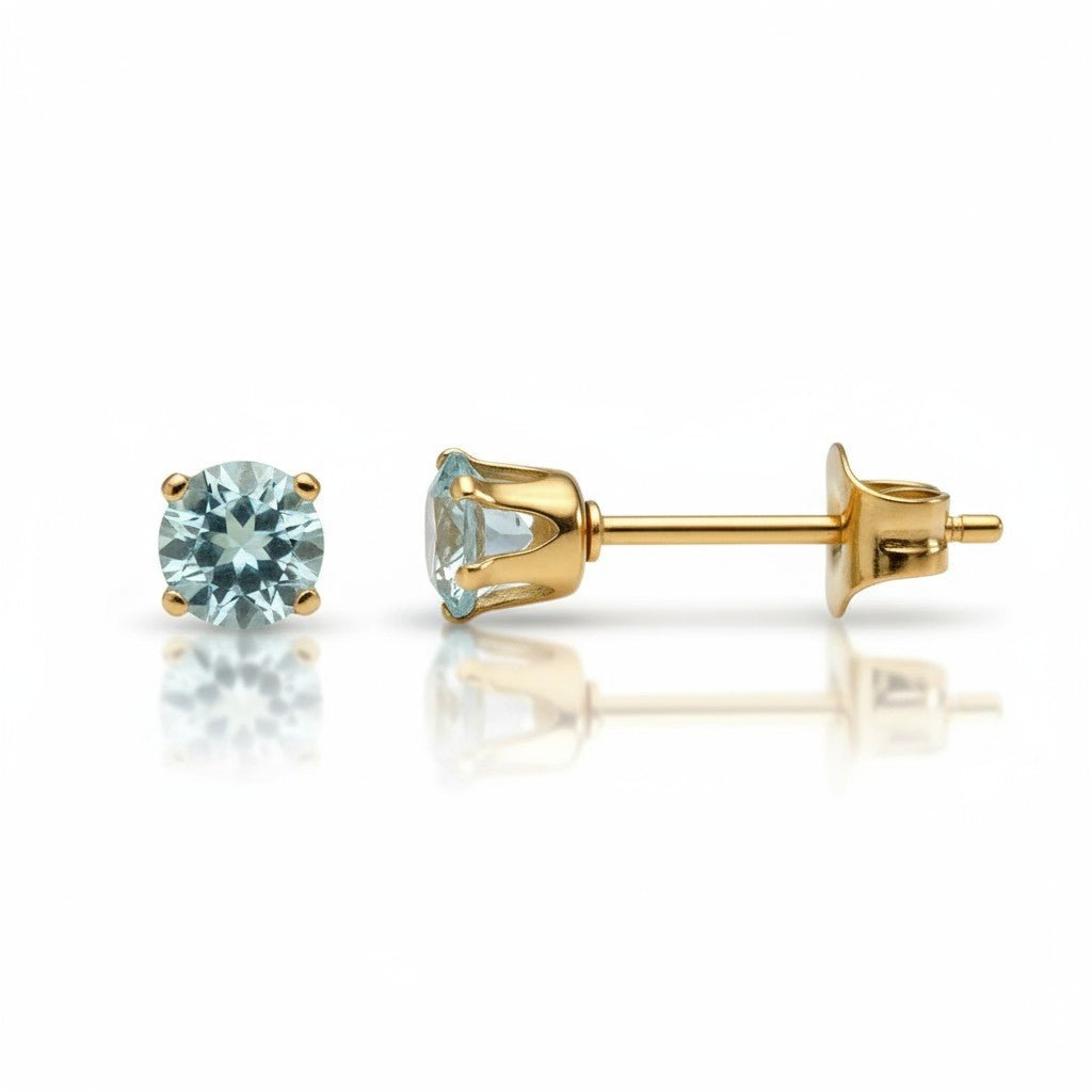 Zirkonia Oorbellen Lichtblauw &acirc;&euro;&ldquo; 4mm &acirc;&euro;&ldquo; RVS -