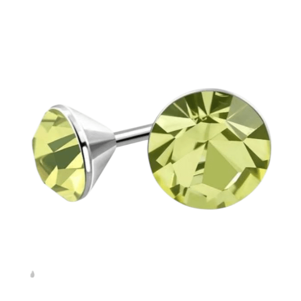 Lichtgroene Mini Kristal Oorbellen &acirc;&euro;&ldquo; 3mm &acirc;&euro;&ldquo; RVS -