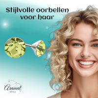Lichtgroene Mini Kristal Oorbellen &acirc;&euro;&ldquo; 3mm &acirc;&euro;&ldquo; RVS -