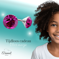 Roze Mini Kristal Oorbellen &acirc;&euro;&ldquo; 3mm &acirc;&euro;&ldquo; RVS -