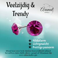 Roze Mini Kristal Oorbellen &acirc;&euro;&ldquo; 3mm &acirc;&euro;&ldquo; RVS -
