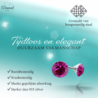 Roze Mini Kristal Oorbellen &acirc;&euro;&ldquo; 3mm &acirc;&euro;&ldquo; RVS -