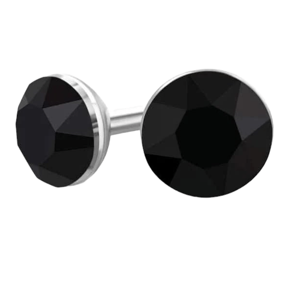 Zwarte Kristallen Mini Oorbellen &acirc;&euro;&ldquo; 3mm &acirc;&euro;&ldquo; RVS -