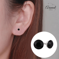Zwarte Kristallen Mini Oorbellen &acirc;&euro;&ldquo; 3mm &acirc;&euro;&ldquo; RVS -