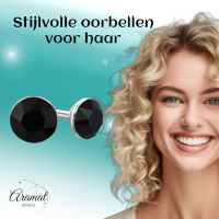 Zwarte Kristallen Mini Oorbellen &acirc;&euro;&ldquo; 3mm &acirc;&euro;&ldquo; RVS -