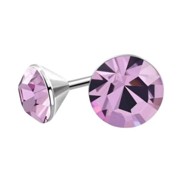 Lila Kristallen Oorstekers &acirc;&euro;&ldquo; 3mm &acirc;&euro;&ldquo; RVS -