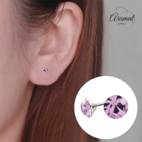 Lila Kristallen Oorstekers &acirc;&euro;&ldquo; 3mm &acirc;&euro;&ldquo; RVS -
