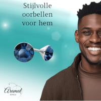 Stalen Kristal Oorbellen met denimblauw steentje &acirc;&euro;&ldquo; Zilverkleur &acirc;&euro;&ldqu