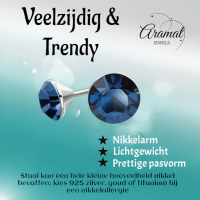 Stalen Kristal Oorbellen met denimblauw steentje &acirc;&euro;&ldquo; Zilverkleur &acirc;&euro;&ldqu