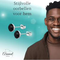 Stalen Kristal Oorbellen met zwarte steentjes &acirc;&euro;&ldquo; Zilverkleur &acirc;&euro;&ldquo; 