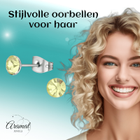 Stalen Kristal Oorbellen met jonquil steentje &acirc;&euro;&ldquo; Zilverkleur &acirc;&euro;&ldquo; 