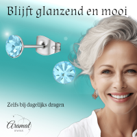 Stalen Kristal Oorbellen met lichtblauw steentje &acirc;&euro;&ldquo; Zilverkleur &acirc;&euro;&ldqu