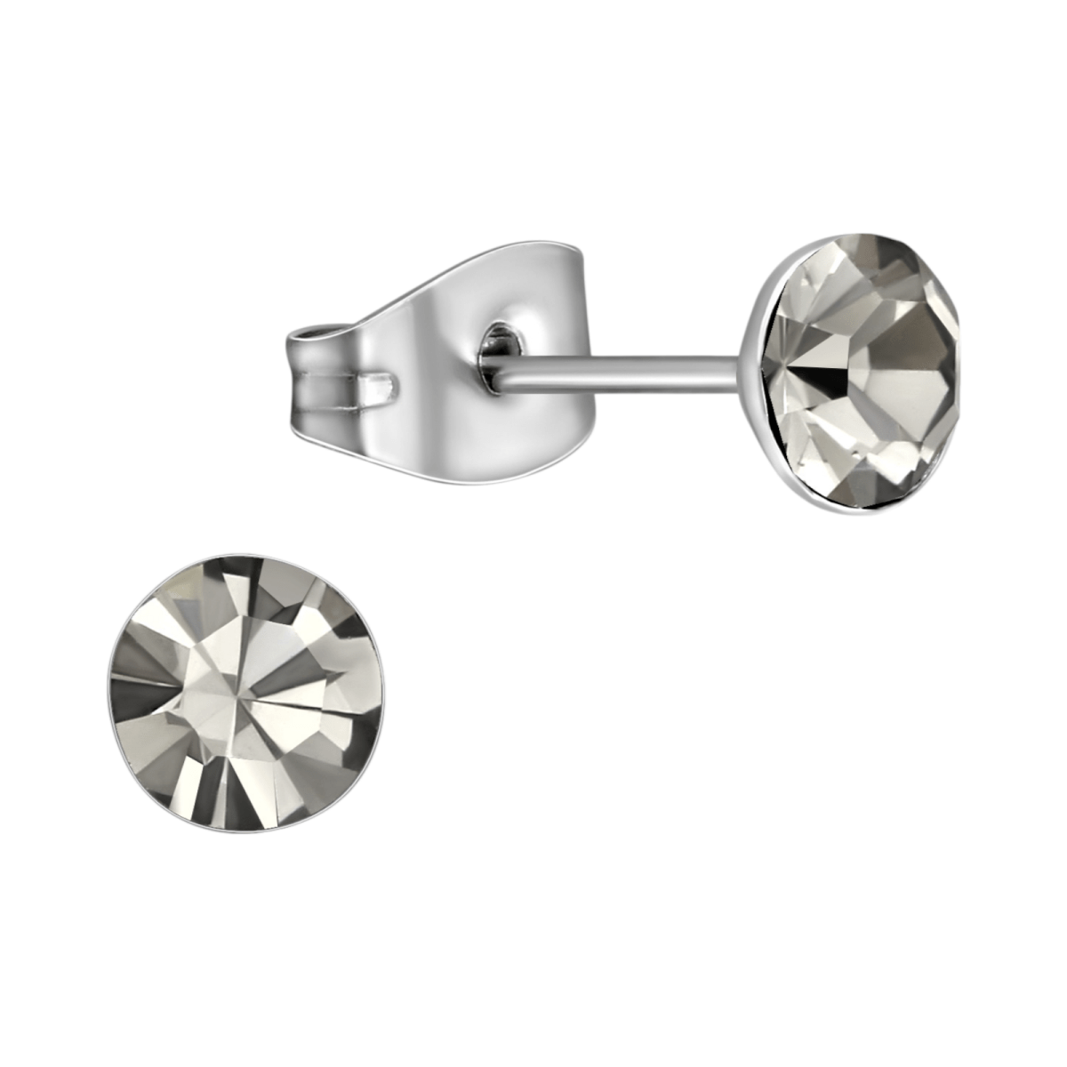 Stalen Kristal Oorbellen met Black Diamond steentje &acirc;&euro;&ldquo; Zilverkleur &acirc;&euro;&l