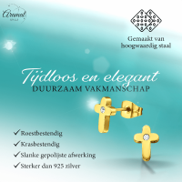 Kruis Oorbellen Goudkleur met Steentje 9x6mm -
