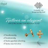 Stalen Oorbellen kruisje &acirc;&euro;&ldquo; Goudkleur &acirc;&euro;&ldquo; 11x9mm -