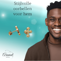 Stalen Oorbellen kruisje &acirc;&euro;&ldquo; Goudkleur &acirc;&euro;&ldquo; 11x9mm -