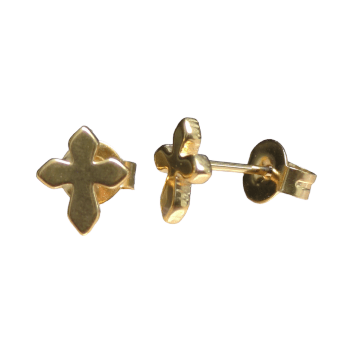 Stalen Oorbellen kruisje &acirc;&euro;&ldquo; Goudkleur &acirc;&euro;&ldquo; 8x7mm -