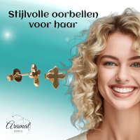 Stalen Oorbellen kruisje &acirc;&euro;&ldquo; Goudkleur &acirc;&euro;&ldquo; 8x7mm -