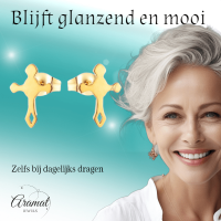 Stalen Hartjes Oorbellen met kruisje &acirc;&euro;&ldquo; Goudkleur &acirc;&euro;&ldquo; 11x7mm -
