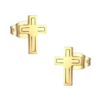 Stalen Kruisjes Oorbellen Goudkleur &acirc;&euro;&ldquo; 10x7mm -