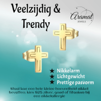 Stalen Kruisjes Oorbellen Goudkleur &acirc;&euro;&ldquo; 10x7mm -