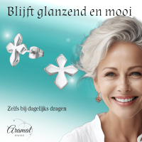 Stalen Oorbellen met kruisje &acirc;&euro;&ldquo; Zilverkleur &acirc;&euro;&ldquo; 12x11mm -