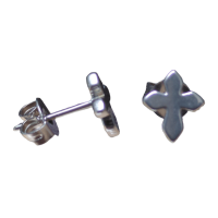 Stalen Oorbellen met kruisje &acirc;&euro;&ldquo; Zilverkleur &acirc;&euro;&ldquo; 8x7mm -