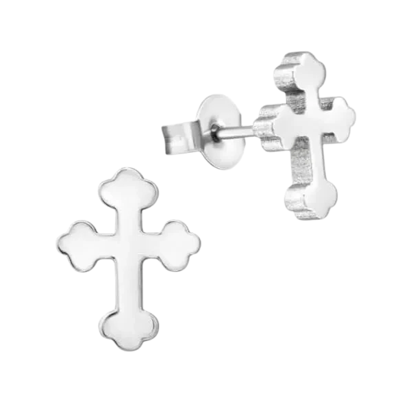 Stalen Kruisjes Oorbellen &acirc;&euro;&ldquo; Zilverkleur &acirc;&euro;&ldquo; 11x9mm -