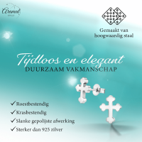 Stalen Kruisjes Oorbellen &acirc;&euro;&ldquo; Zilverkleur &acirc;&euro;&ldquo; 11x9mm -