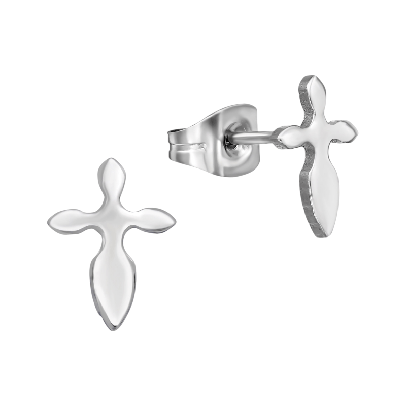 Stalen Kruisjes Oorbellen &acirc;&euro;&ldquo; Zilverkleur &acirc;&euro;&ldquo; 10x7mm -