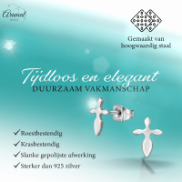 Stalen Kruisjes Oorbellen &acirc;&euro;&ldquo; Zilverkleur &acirc;&euro;&ldquo; 10x7mm -