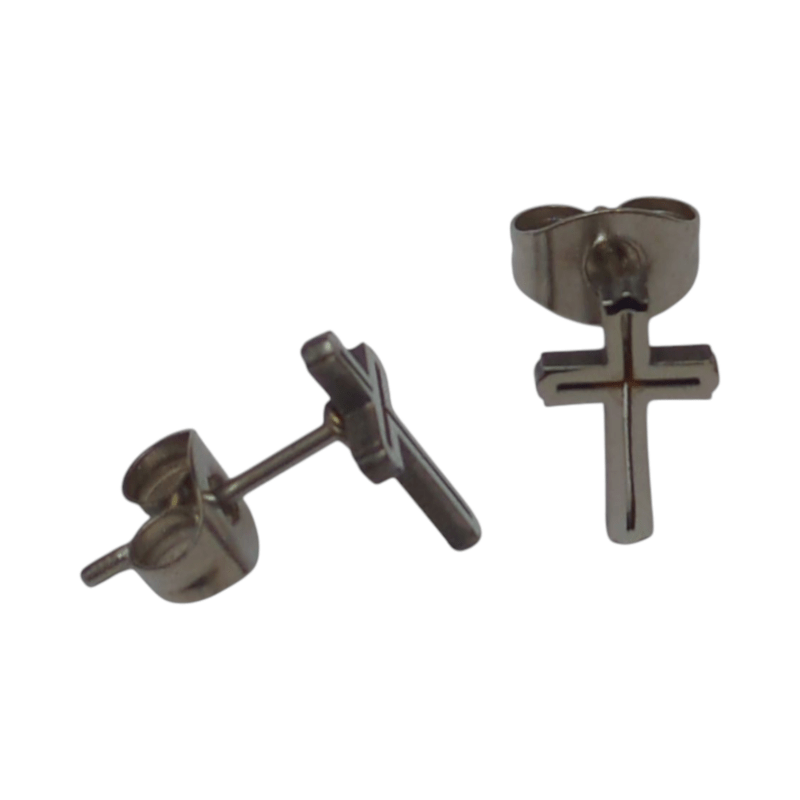 Stalen Kruisjes Oorbellen &acirc;&euro;&ldquo; Zilverkleurig &acirc;&euro;&ldquo; 10x6mm -