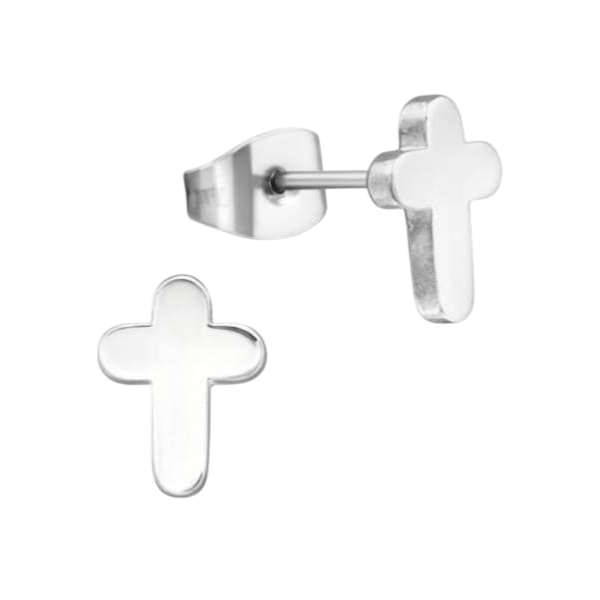Stalen Kruisjes Oorbellen Zilverkleurig &acirc;&euro;&ldquo; 10x7mm -