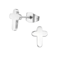 Stalen Kruisjes Oorbellen Zilverkleurig &acirc;&euro;&ldquo; 10x7mm -