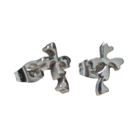 Stalen Kruisjes Oorbellen Zilverkleurig &acirc;&euro;&ldquo; 10x7mm -